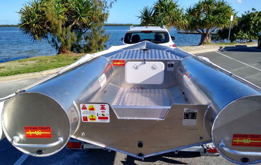 OCEAN CRAFT 3300 DIVER CARTOPPA 3.3 metre short or long shaft price includes Bouncy Craft Foam 'O' Float All round foam fender Gunnel sea spray dodger sheets and deck cushion ( or seat cushion) that is also an outboard engine guard  as well as an all round boat fender when working around your boat on the water